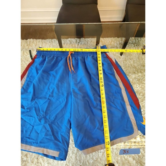 Nike Men's Blue 100% Polyester Pull On Swim Trunk Logo Print Shorts Size 4XL - Picture 13 of 14
